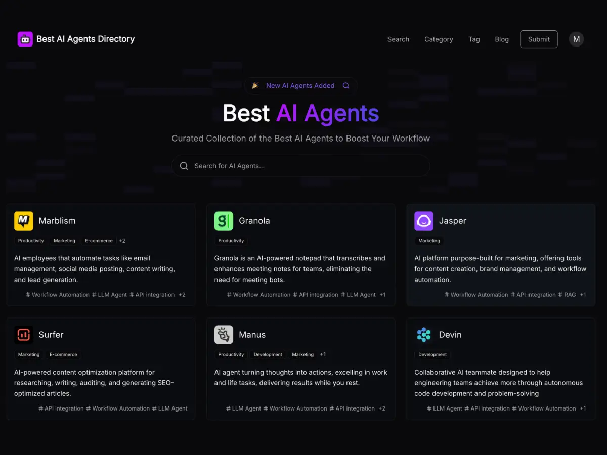 Best AI Agents Directory screenshot 1