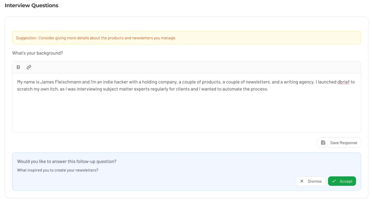 dbrief screenshot 2