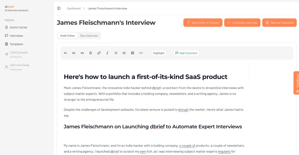 dbrief screenshot 3