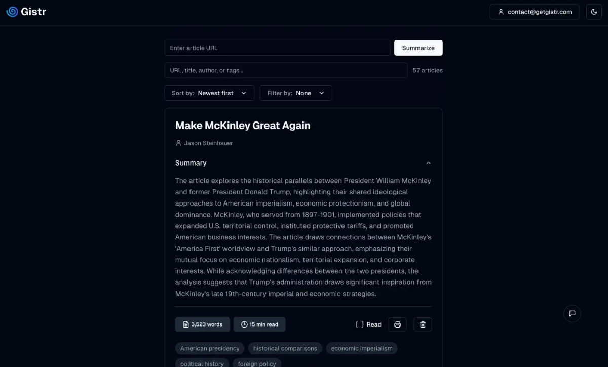 Gistr screenshot 2