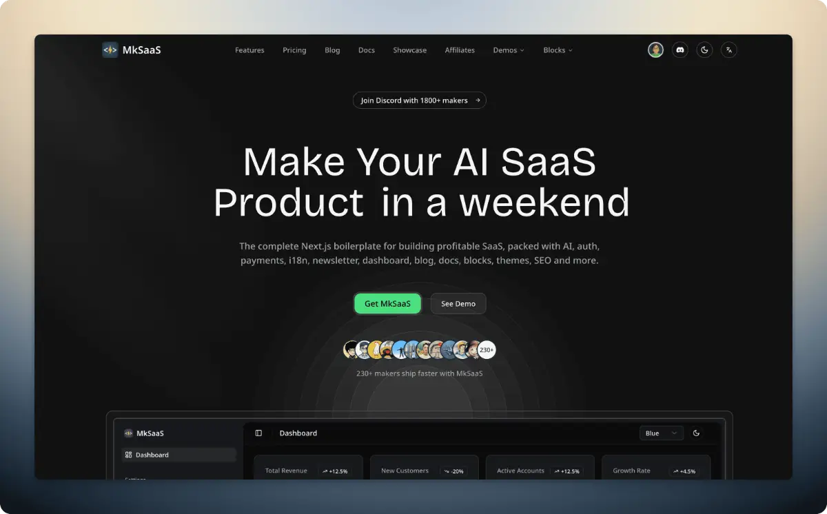 MkSaaS screenshot 3