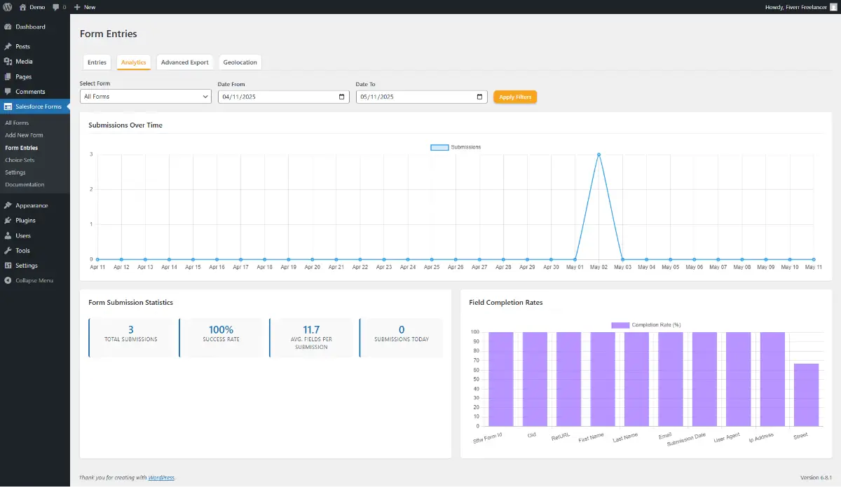 Wordpress forms to Salesforce screenshot 3