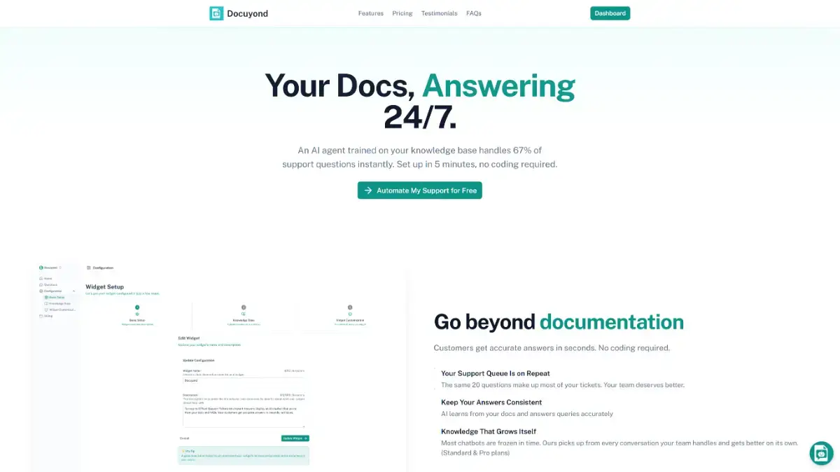 Docuyond - AI support chatbot screenshot 1