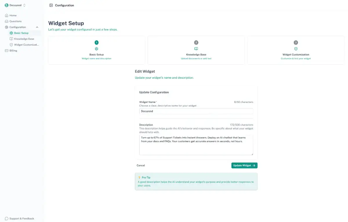 Docuyond - AI support chatbot screenshot 2