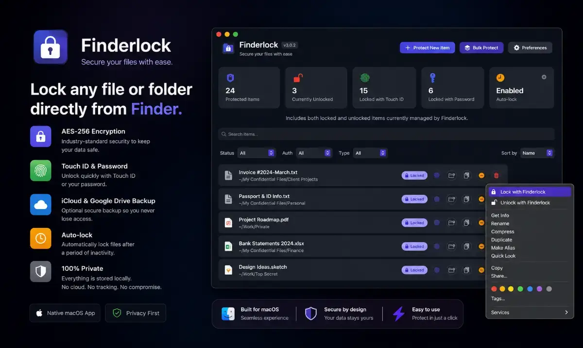 Finderlock screenshot 2
