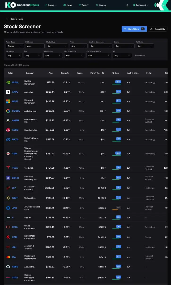 KnockoutStocks screenshot 1