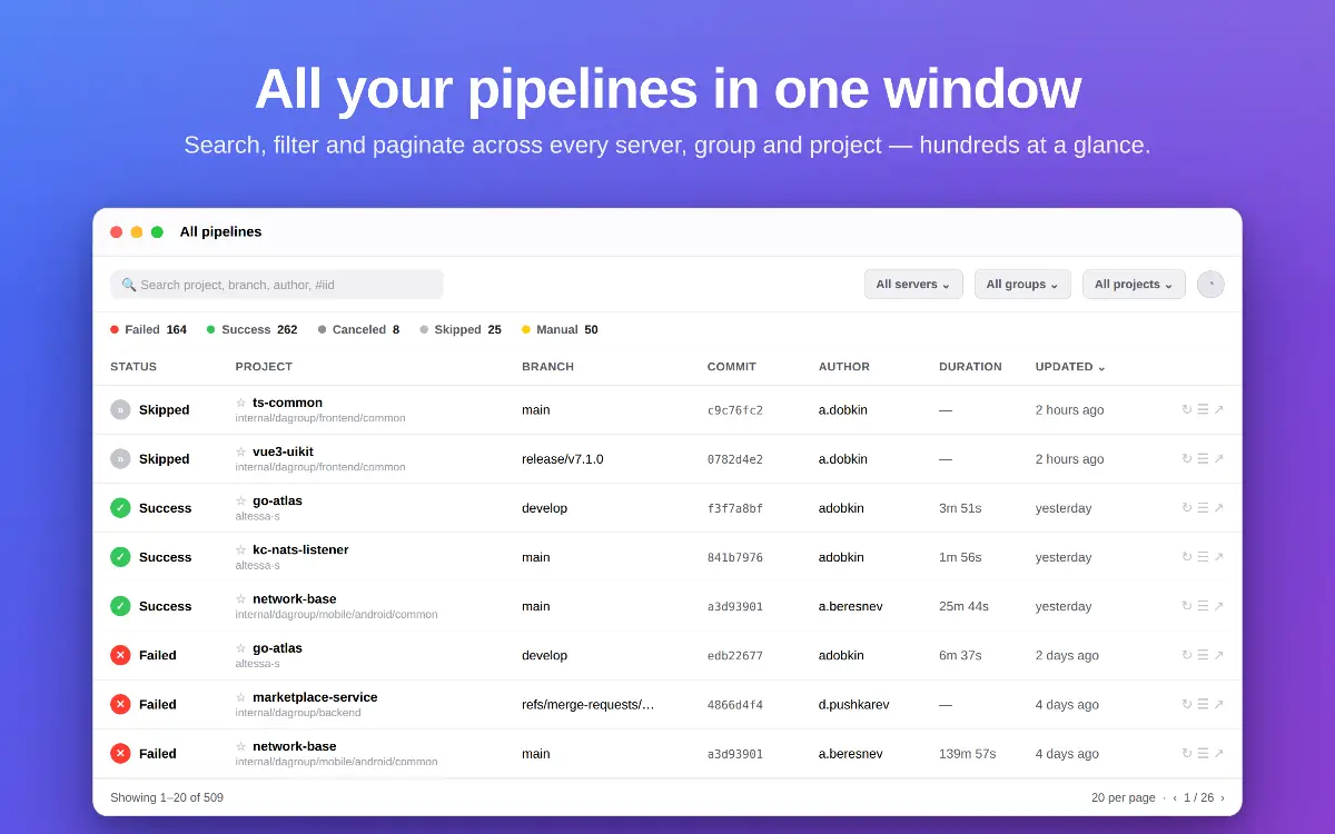 ManifoldCI - Pipelines Monitor for Mac screenshot 2