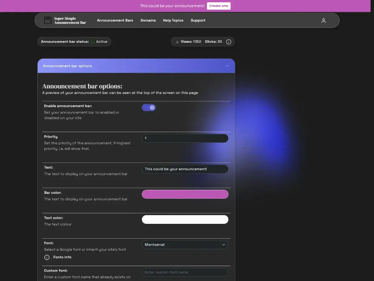 Super Simple Announcement Bar screenshot 2
