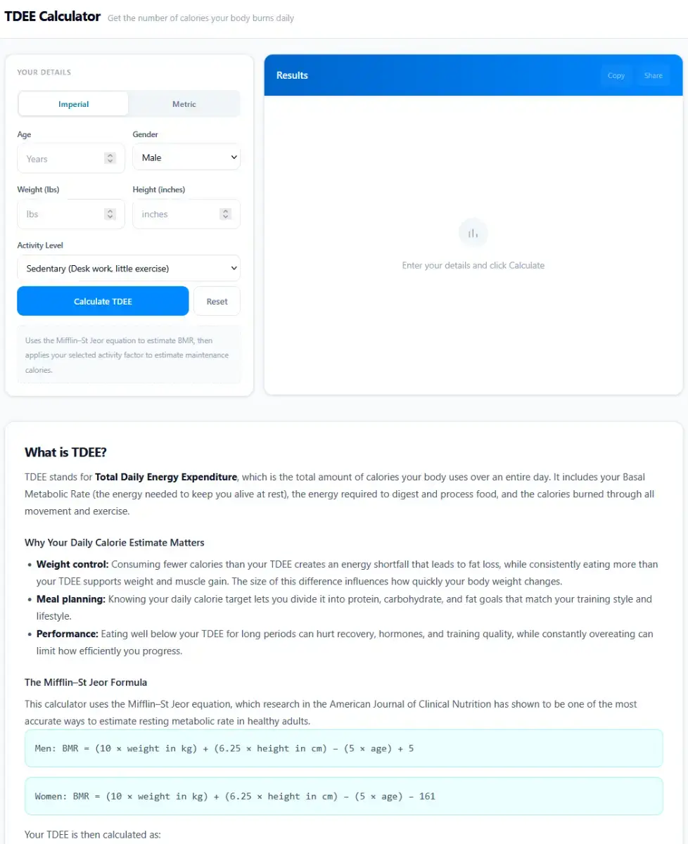 TDEE Calculator Free screenshot 1