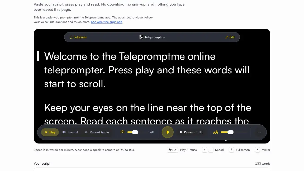 Telepromptme Online Prompter screenshot 3