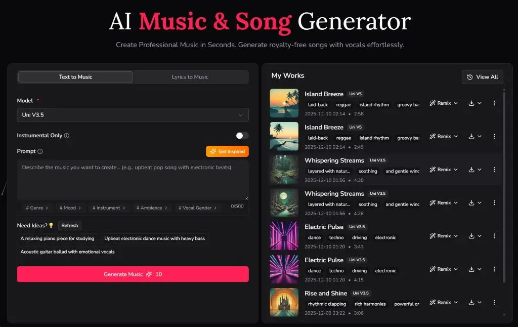 UniMusic AI screenshot 2